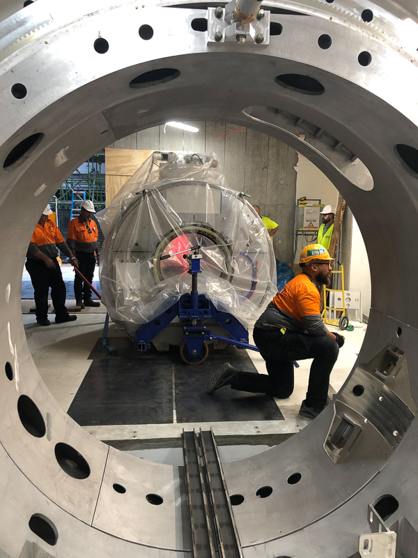 18 - Superconducting magnet about to enter the linac ring structure of Australia’s first clinical MRL